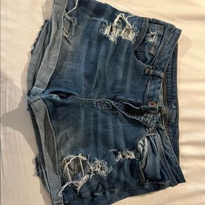 Ripped denim shorts
